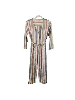 NWOT Madewell V-Neck Tie Waist Striped Jumpsuit Size 2